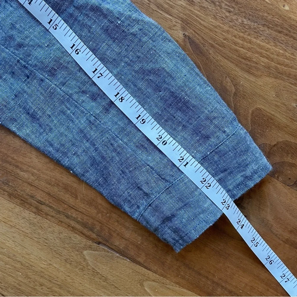 J. Jill Love Linen Casual Blue Tie Waist 100% Linen Utility Chore Jacket - Picture 13 of 15